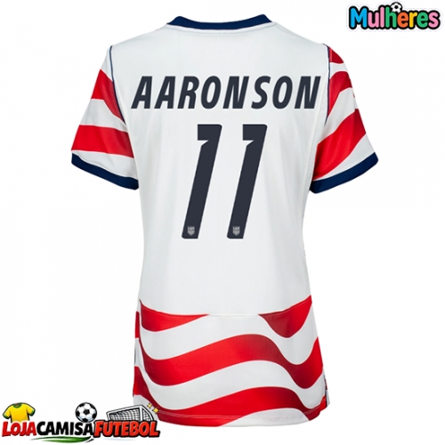 Camisa de Futebol Estados Unidos Brenden Aaronson #11 Equipamento Principal Mulheres Mundo 2026 Manga Curta